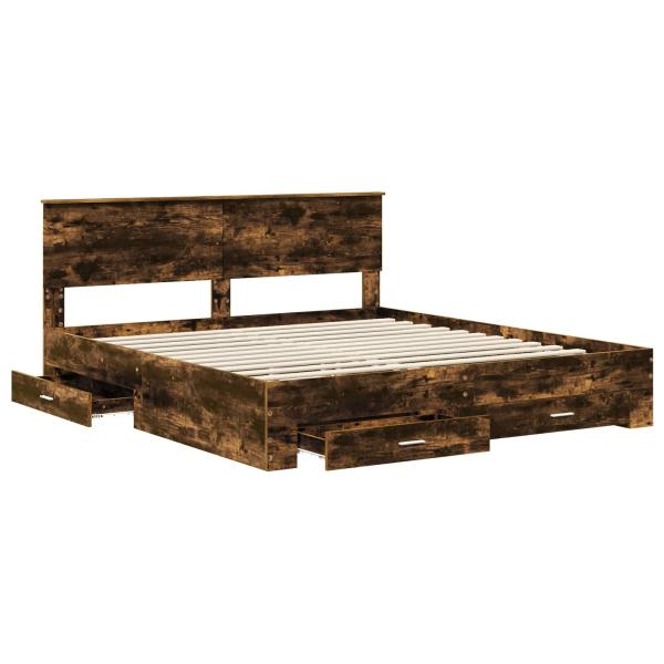 Bettrahmen Geräucherte Eiche 180 x 200 cm Holzwerkstoff