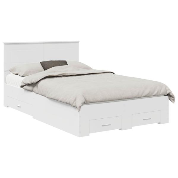 Bettrahmen mit Kopfteil Weiß 135 x 190 cm Holzwerkstoff