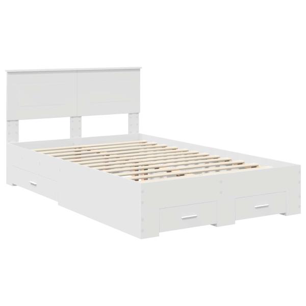 Bettrahmen mit Kopfteil Weiß 135 x 190 cm Holzwerkstoff