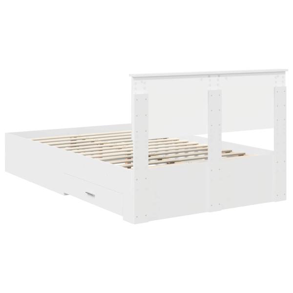 Bettrahmen mit Kopfteil Weiß 135 x 190 cm Holzwerkstoff