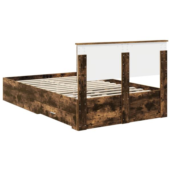 Bettrahmen Geräucherte Eiche 135 x 190 cm Holzwerkstoff