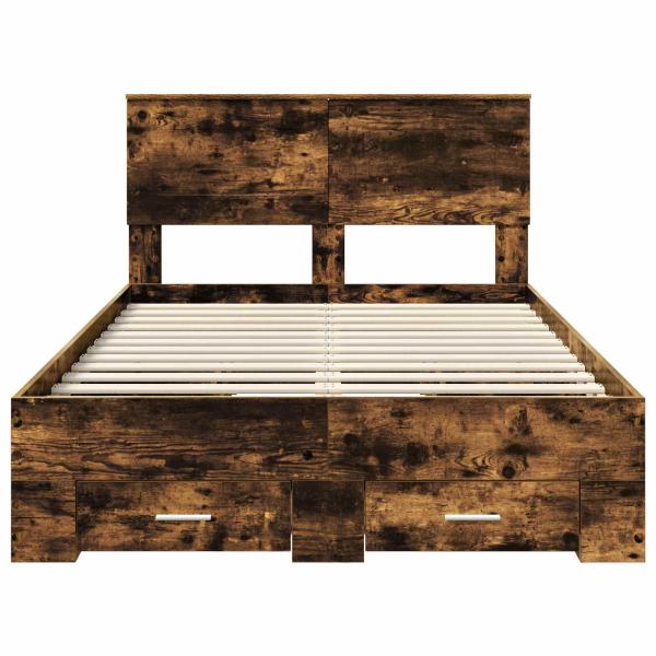 Bettrahmen Geräucherte Eiche 120 x 190 cm Holzwerkstoff