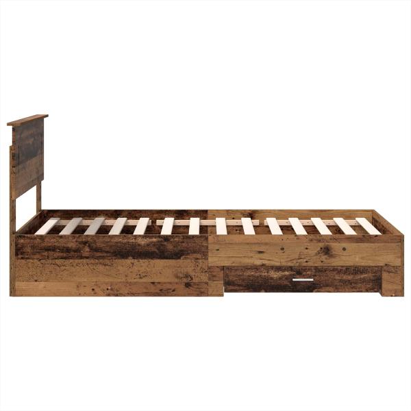 Bettrahmen mit Kopfteil Altholz 90 x 190 cm Holzwerkstoff
