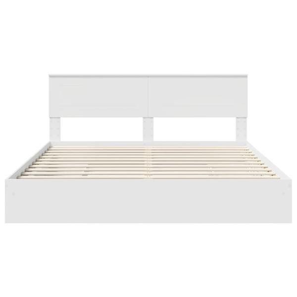 Aufbewahrungsbett mit Kopfteil Weiß 180 x 200 cm Holzwerkstoff