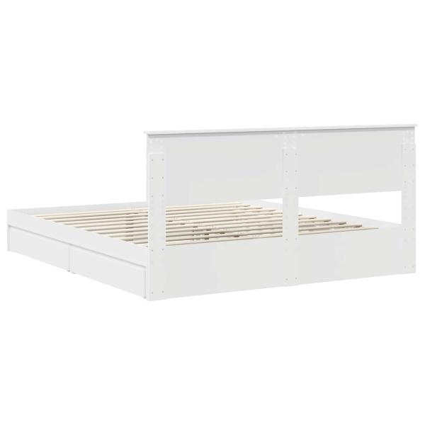 Aufbewahrungsbett mit Kopfteil Weiß 180 x 200 cm Holzwerkstoff