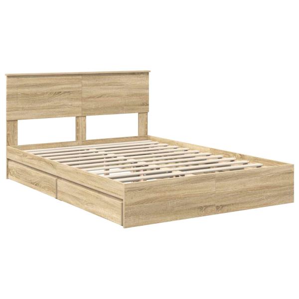 Aufbewahrungsbett Sonoma-Eiche 140 x 190 cm Holzwerkstoff