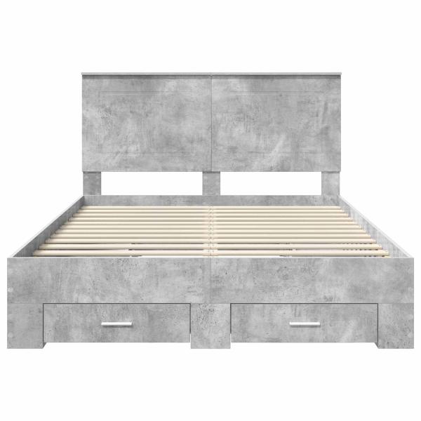 Bettrahmen mit Kopfteil Beton Grau 160 x 200 cm Holzwerkstoff