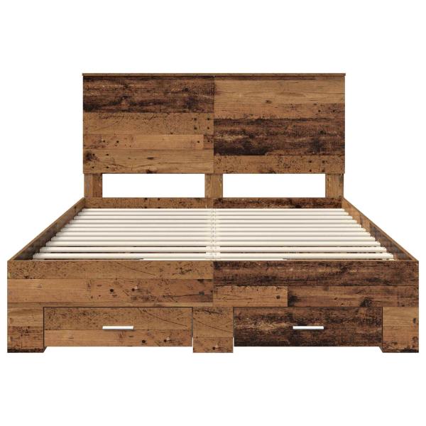 Bettrahmen mit Kopfteil Altholz 140 x 190 cm Holzwerkstoff