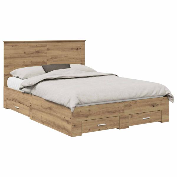 Bettrahmen Artisan-Eiche 140 x 190 cm Holzwerkstoff