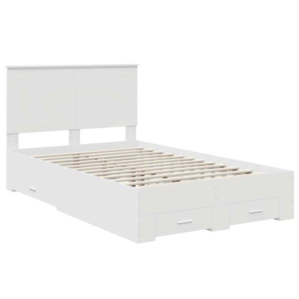 Bettrahmen mit Kopfteil Weiß 135 x 190 cm Holzwerkstoff