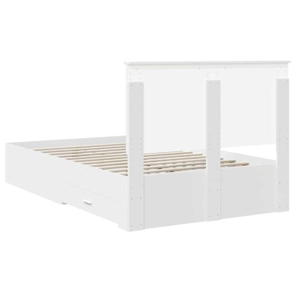 Bettrahmen mit Kopfteil Weiß 135 x 190 cm Holzwerkstoff