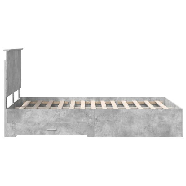 Bettrahmen mit Kopfteil Beton Grau 135 x 190 cm Holzwerkstoff