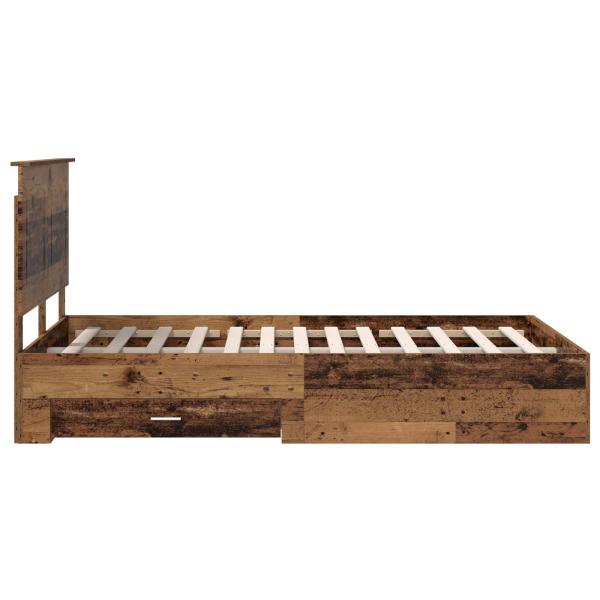 Bettrahmen mit Kopfteil Altholz 120 x 190 cm Holzwerkstoff