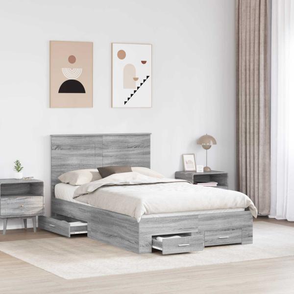 Bettrahmen Graues Sonoma 120 x 200 cm Holzwerkstoff