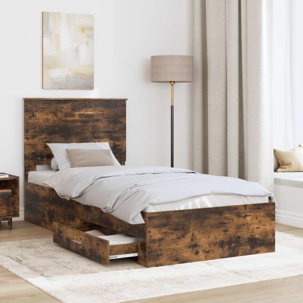 Bettrahmen Geräucherte Eiche 100 x 200 cm Holzwerkstoff