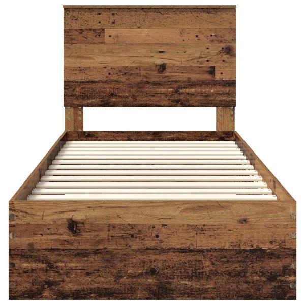 Bettrahmen mit Kopfteil Altholz 90 x 190 cm Holzwerkstoff