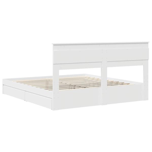 Aufbewahrungsbett mit Kopfteil Weiß 180 x 200 cm Holzwerkstoff