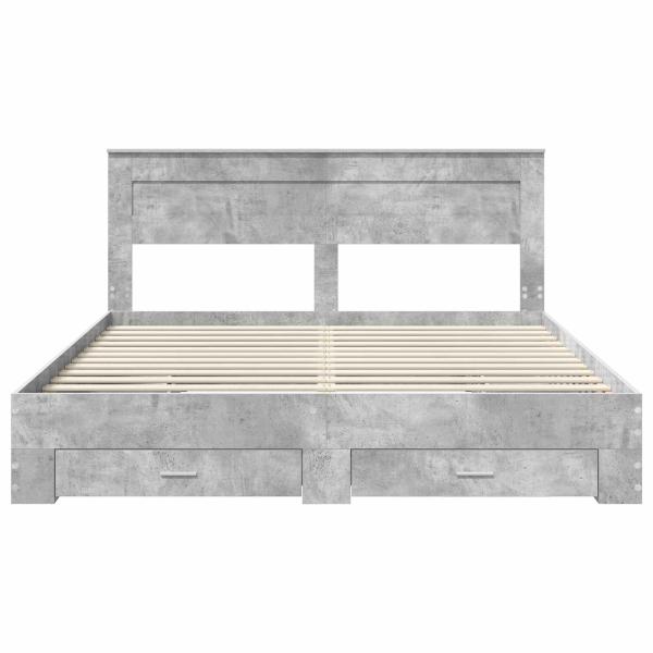 Bettrahmen mit Kopfteil Beton Grau 180 x 200 cm Holzwerkstoff