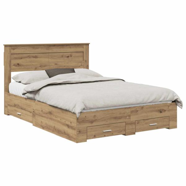 Bettrahmen mit Schubladen mit Kopfteil Holzwerkstoff