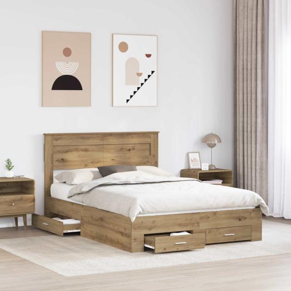 Bettrahmen mit Schubladen mit Kopfteil Holzwerkstoff