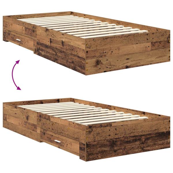 Bettrahmen mit Schubladen mit Kopfteil Holzwerkstoff