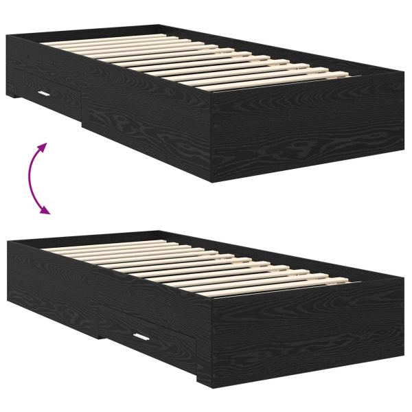 Bettrahmen Schwarz Eichen-Optik 90 x 190 cm Holzwerkstoff