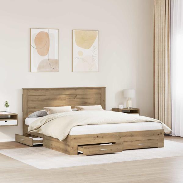 Bettgestell mit Schubladen mit Kopfteil Holzwerkstoff