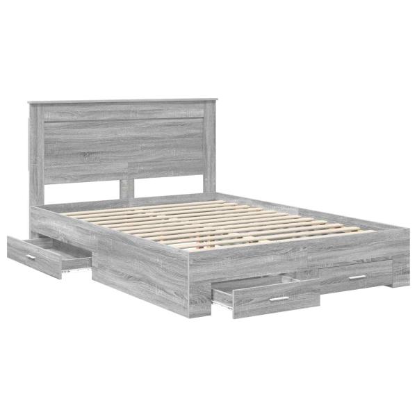 Bettgestell mit Schubladen mit Kopfteil Holzwerkstoff