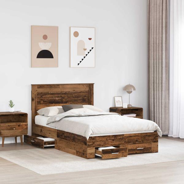 Bettgestell mit Schubladen mit Kopfteil Holzwerkstoff