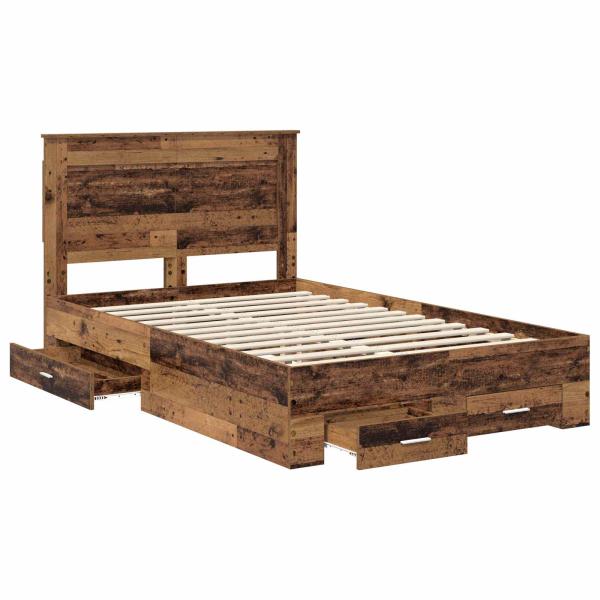Bettgestell mit Schubladen mit Kopfteil Holzwerkstoff