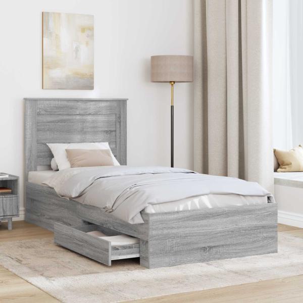 Bettrahmen Graues Sonoma 100 x 200 cm Holzwerkstoff