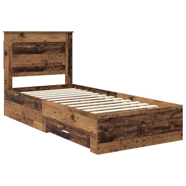 Bettrahmen mit Schubladen Altholz 90 x 190 cm Holzwerkstoff