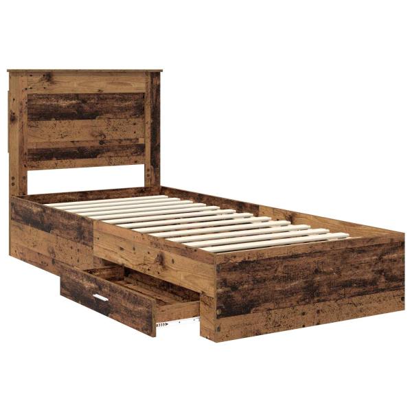 Bettrahmen mit Schubladen Altholz 90 x 190 cm Holzwerkstoff
