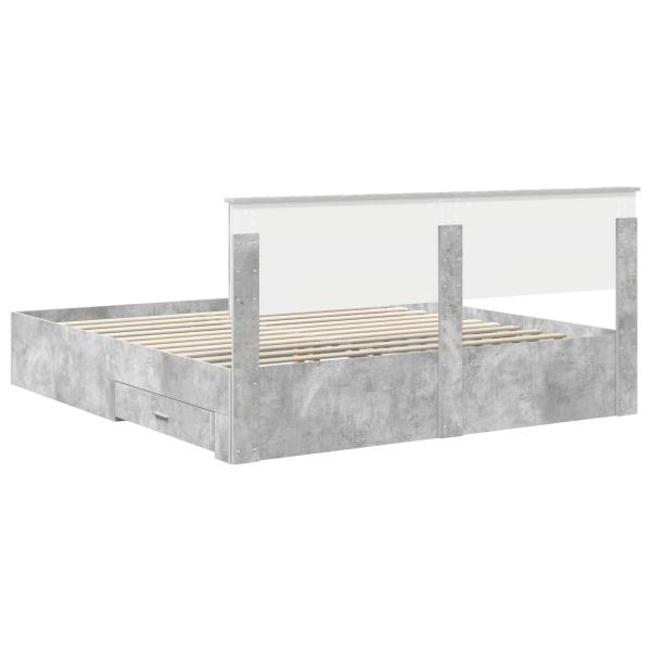 Bettrahmen mit Kopfteil Beton Grau 180 x 200 cm Holzwerkstoff