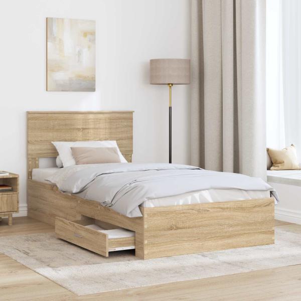 Bettrahmen mit Kopfteil Sonoma-Eiche 100 x 200 cm Holzwerkstoff