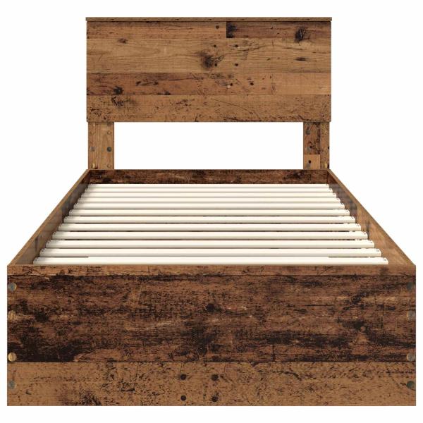 Bettrahmen mit Kopfteil Altholz 90 x 200 cm Holzwerkstoff