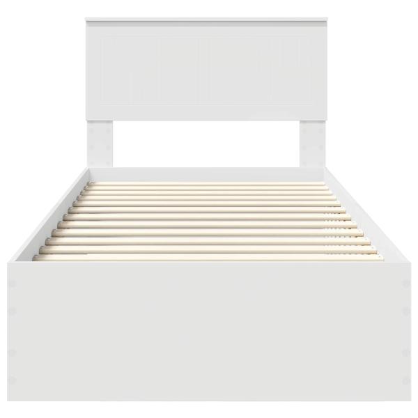 Bettrahmen mit Kopfteil Weiß 90 x 190 cm Holzwerkstoff