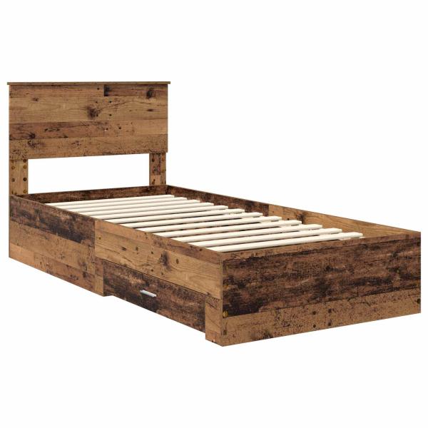 Bettrahmen mit Schubladen Altholz 90 x 190 cm Holzwerkstoff