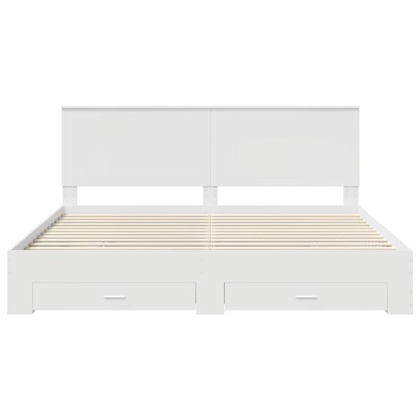 Bettrahmen mit Kopfteil Weiß 200 x 200 cm Holzwerkstoff