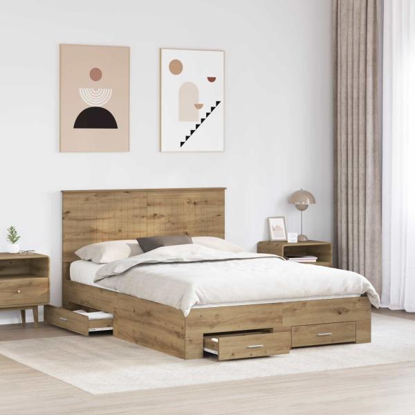 Bettrahmen Artisan-Eiche 135 x 190 cm Holzwerkstoff