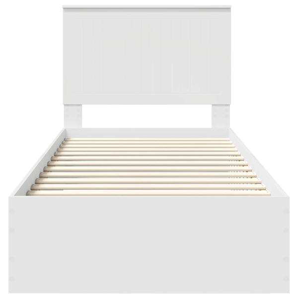 Bettrahmen mit Kopfteil Weiß 90 x 200 cm Holzwerkstoff