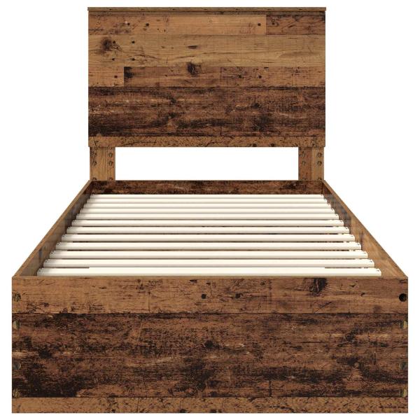 Bettrahmen mit Kopfteil Altholz 90 x 190 cm Holzwerkstoff