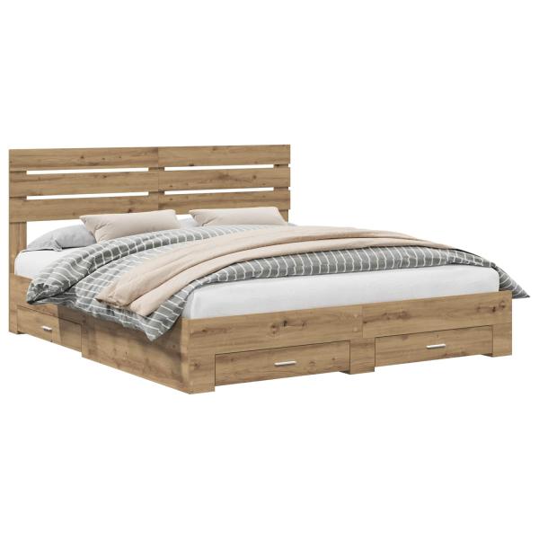 Bettgestell mit Schubladen mit Kopfteil Holzwerkstoff