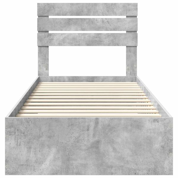 Bettrahmen mit Schubladen Beton Grau 90 x 190 cm Holzwerkstoff