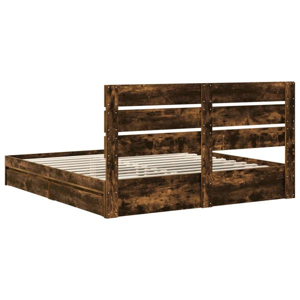 Aufbewahrungsbett Geräucherte Eiche 180 x 200 cm Holzwerkstoff