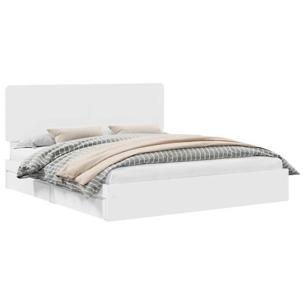 Aufbewahrungsbett mit Kopfteil Weiß 180 x 200 cm Holzwerkstoff