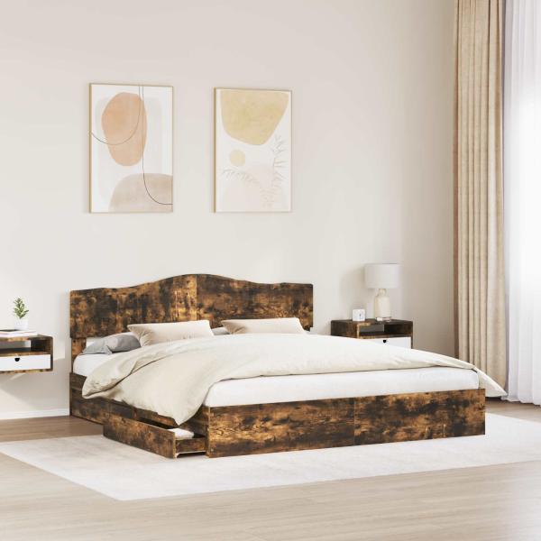 Aufbewahrungsbett Geräucherte Eiche 180 x 200 cm Holzwerkstoff