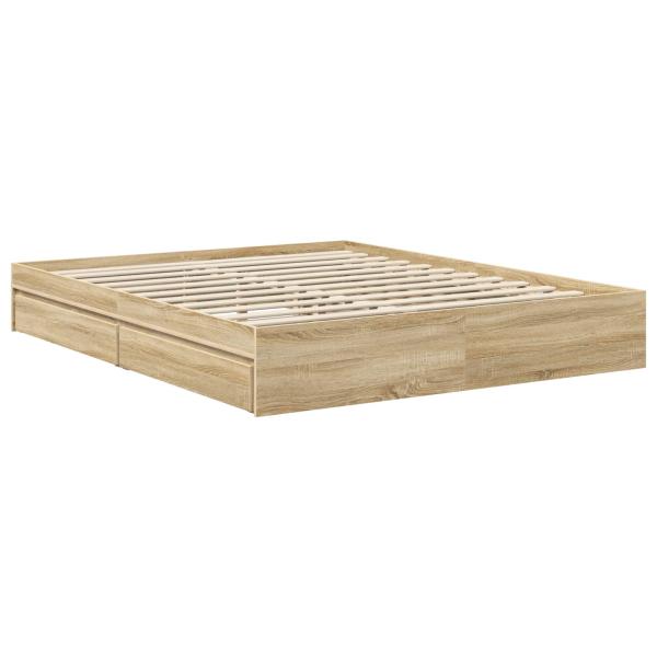 Aufbewahrungsbett Sonoma-Eiche 160 x 200 cm Holzwerkstoff