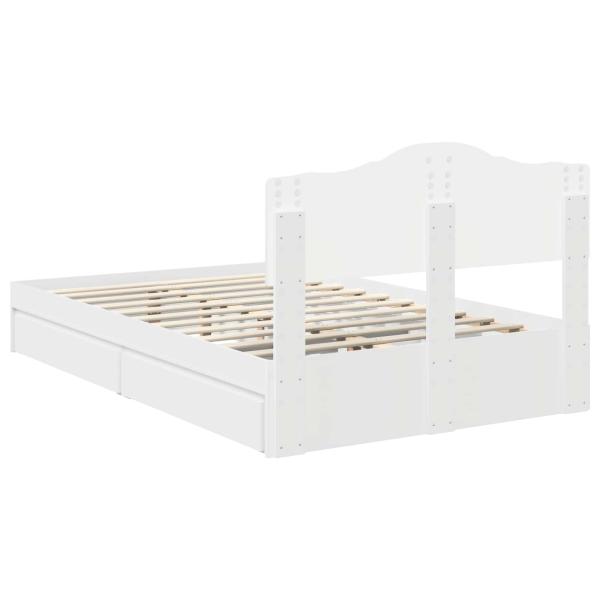 Aufbewahrungsbett mit Kopfteil Weiß 135 x 190 cm Holzwerkstoff