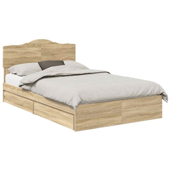 Aufbewahrungsbett Sonoma-Eiche 135 x 190 cm Holzwerkstoff